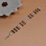 Authentic Rudraksha Silver Swastik Brooch Triple Line Bracelet