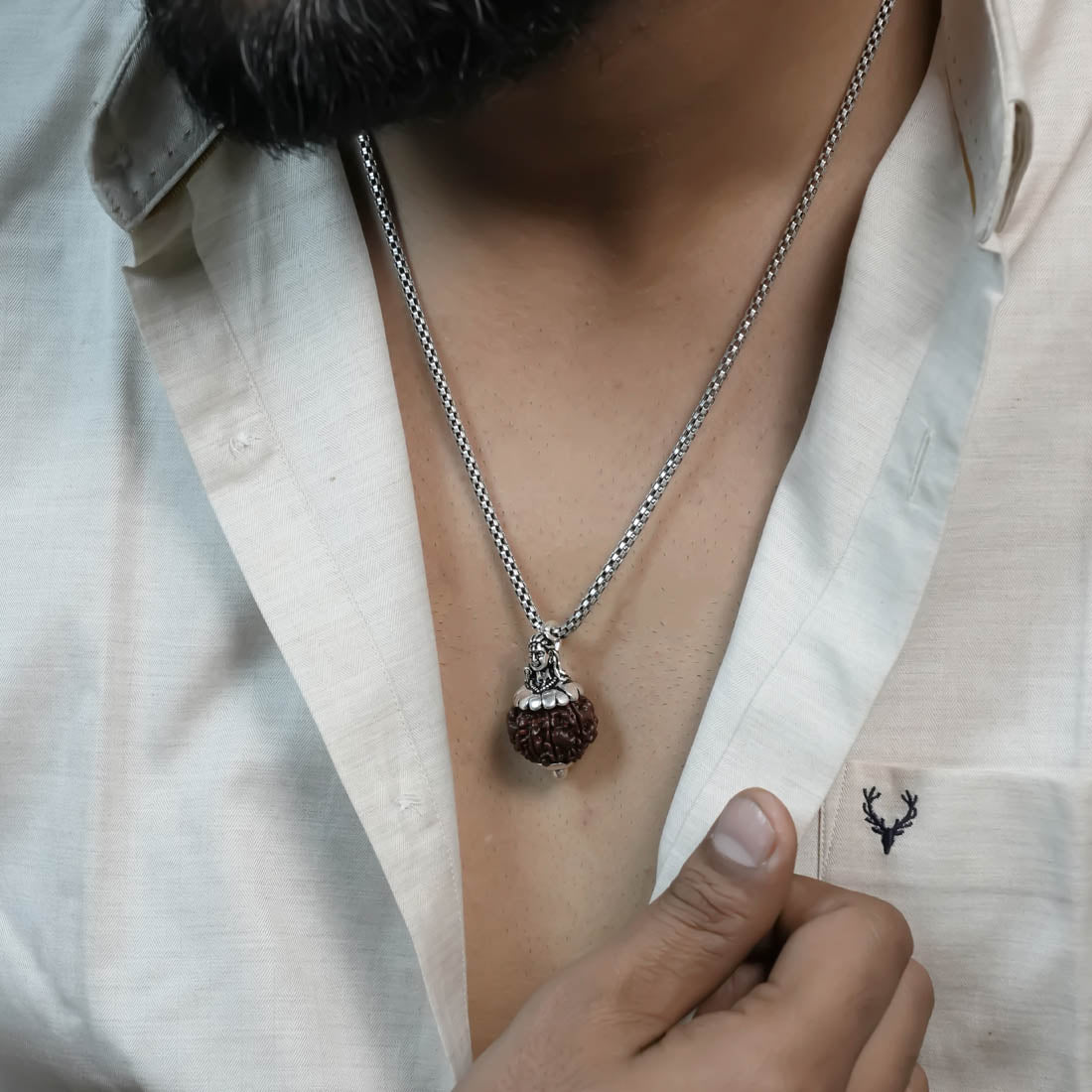 Organic Adiyogi Pendant (10 Mukhi Nepali Rudraksha) With Chain