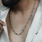 Real Rudraksha Capping Silver Mala (Om Beads)