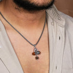Orignal Rudraksha Trishul and Damru Pendant with Silver Chain
