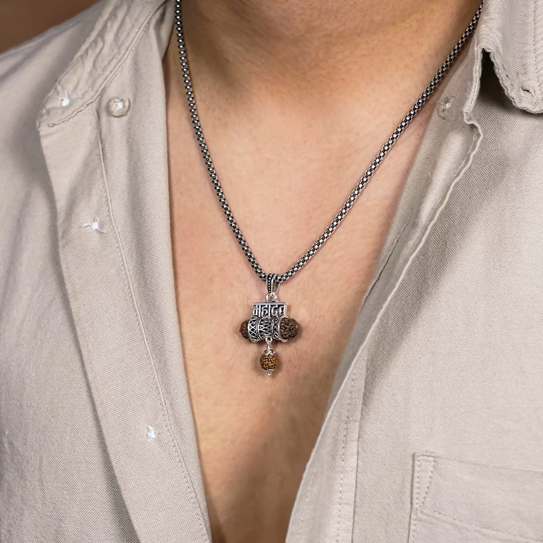 Rudraksha Mahadev Damru Pendant