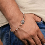 Authentic Rudraksha Silver With Om Lotus Flower Bracelet