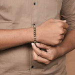 Organic Pyrite with Om Namah Shivay Silver Beads Bracelet