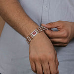 Orignal Rudraksha Silver Om in Red Triple Line Bracelet