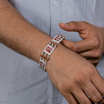 Orignal Rudraksha Silver Om with Ganesh Triple Line Bracelet