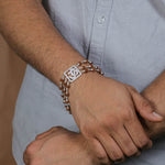 Orignal Rudraksha Silver Om Triple Line Bracelet