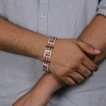 Orignal Rudraksha Silver Om With Shree Triple Line Bracelet