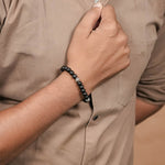 Orignal Ebony Karungali with Om Silver Beads Bracelet