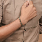 Organic Pyrite Stone with Om Silver Beads Bracelet