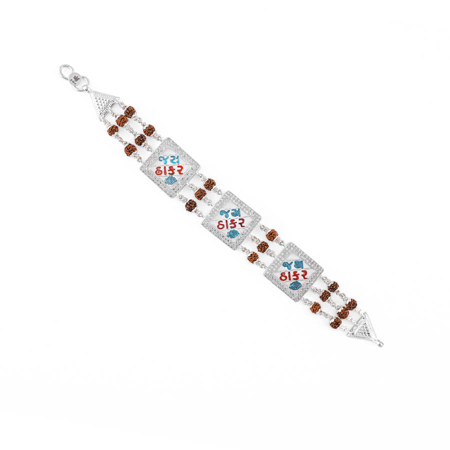 Three Jay Thakar Silver Rudraksha Bracelet