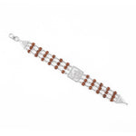 92.5 Silver Om Triple Line Rudraksha Bracelet