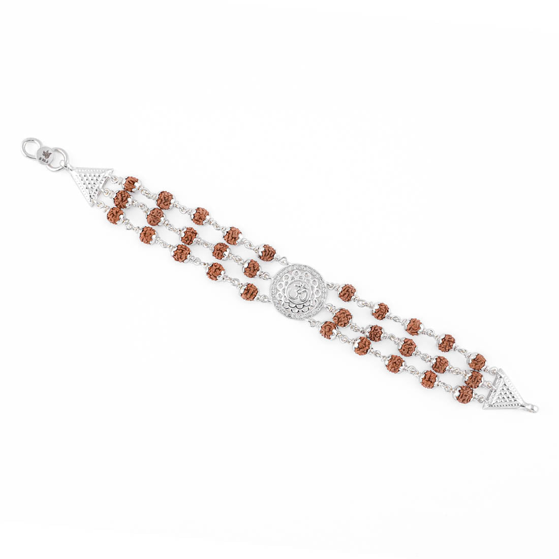 Rudraksha Silver Om in Flower Bracelet
