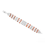 Rudraksha Silver Swastik Brooch Triple Line Bracelet
