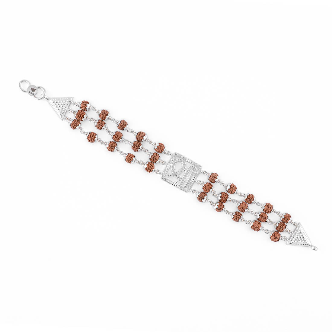 Rudraksha Silver Shree Triple Line Bracelet