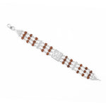 Rudraksha Silver Shree Brooch Triple Line Bracelet