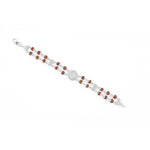 92.5 Silver Central Om Double Line Rudraksha Bracelet
