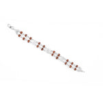 Rudraksha Silver Om Flower Brooch Double Line Bracelet