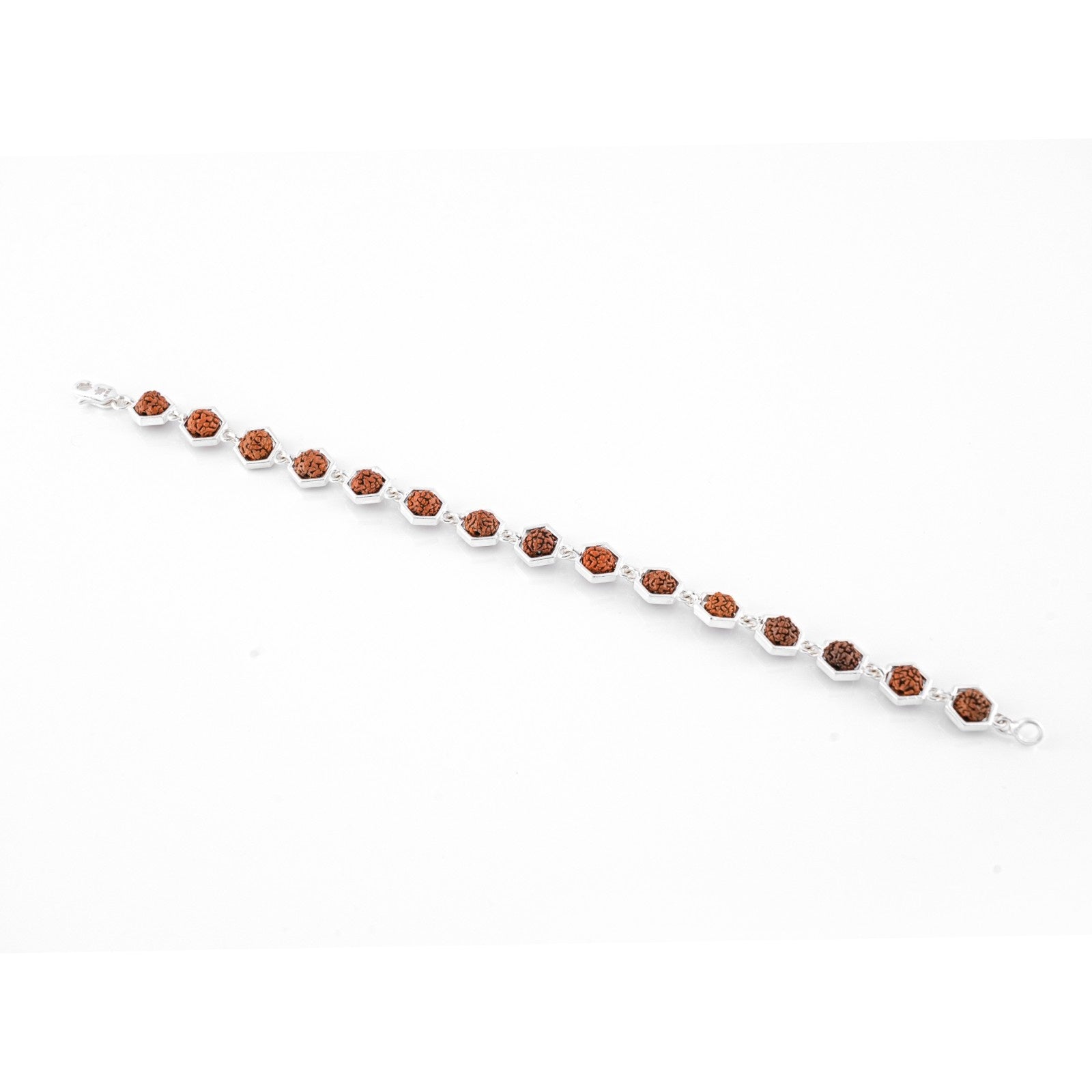 Orignal Rudraksha Silver Bracelet (Hexagon)