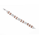 Rudraksha Silver Om With Ganesh Double Line Bracelet