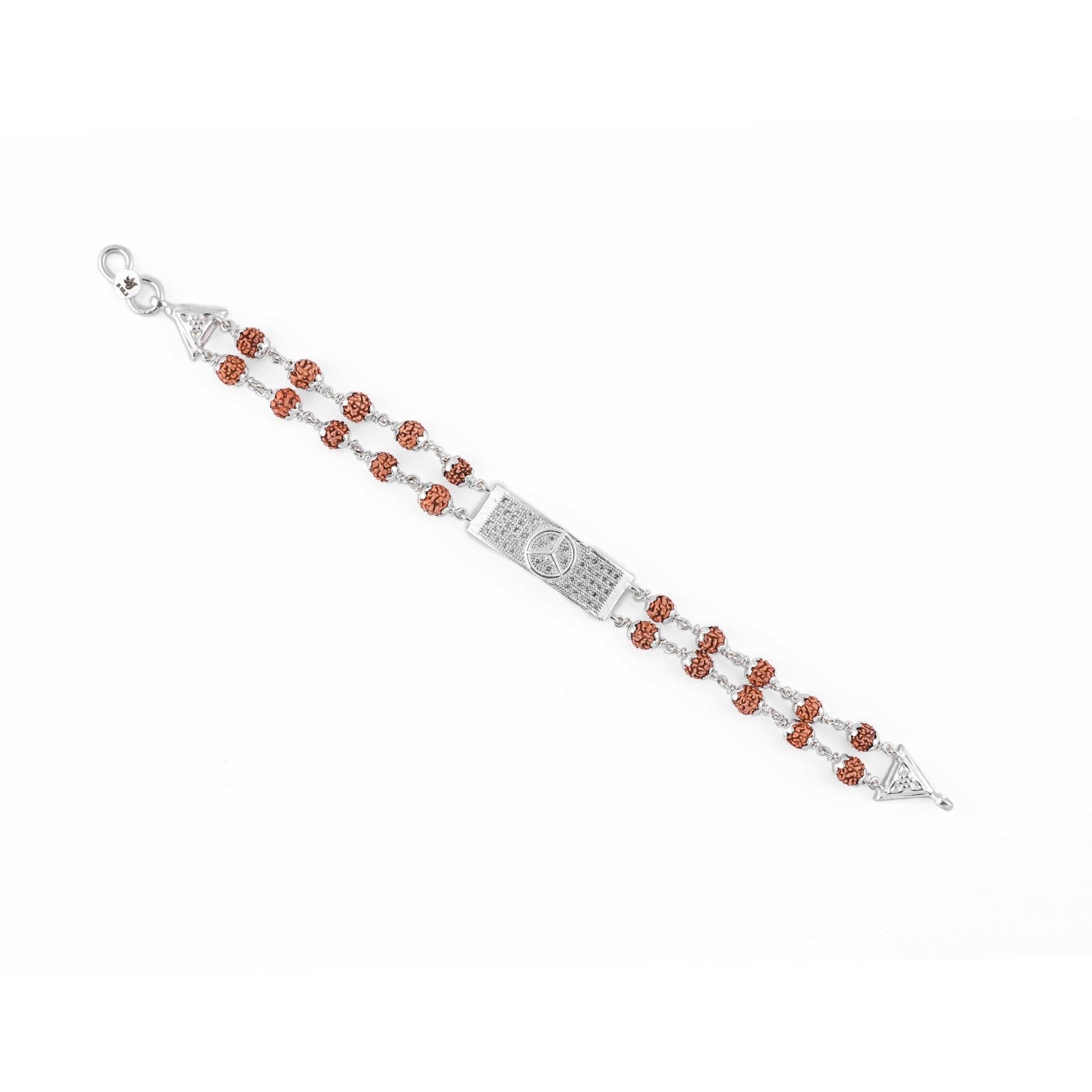 Pure Mercedes Symbol Silver Rudraksha Bracelet