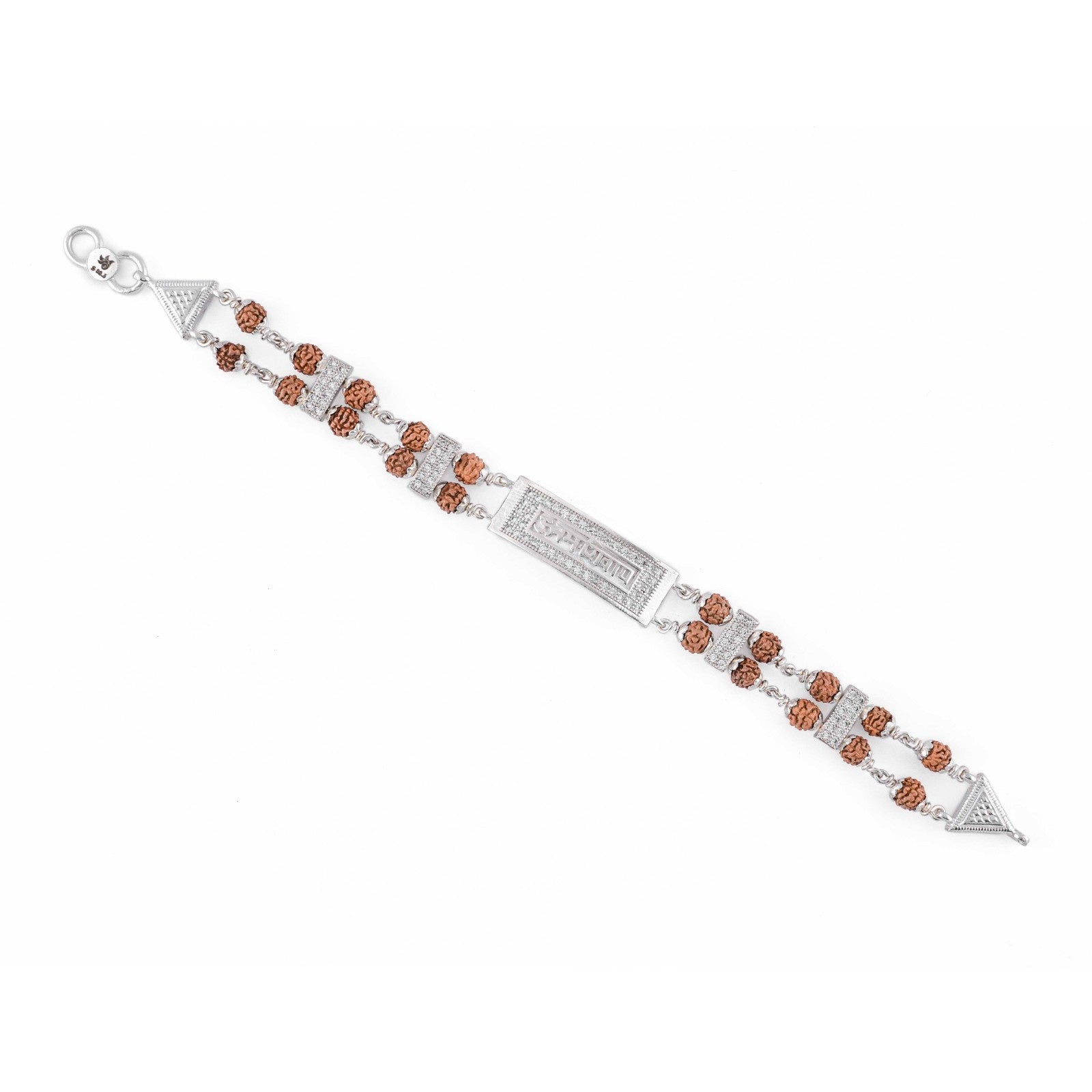 Rudraksha Bracelet with 92.5 Silver Om Namah Shivaay Rectangular Bead