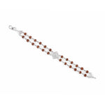 Rudraksha Silver Om Rhombus Double Line Bracelet
