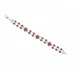 Silver Rakhi with Rudraksha, Om, and Three Rhombus Brooches, Double Line Design