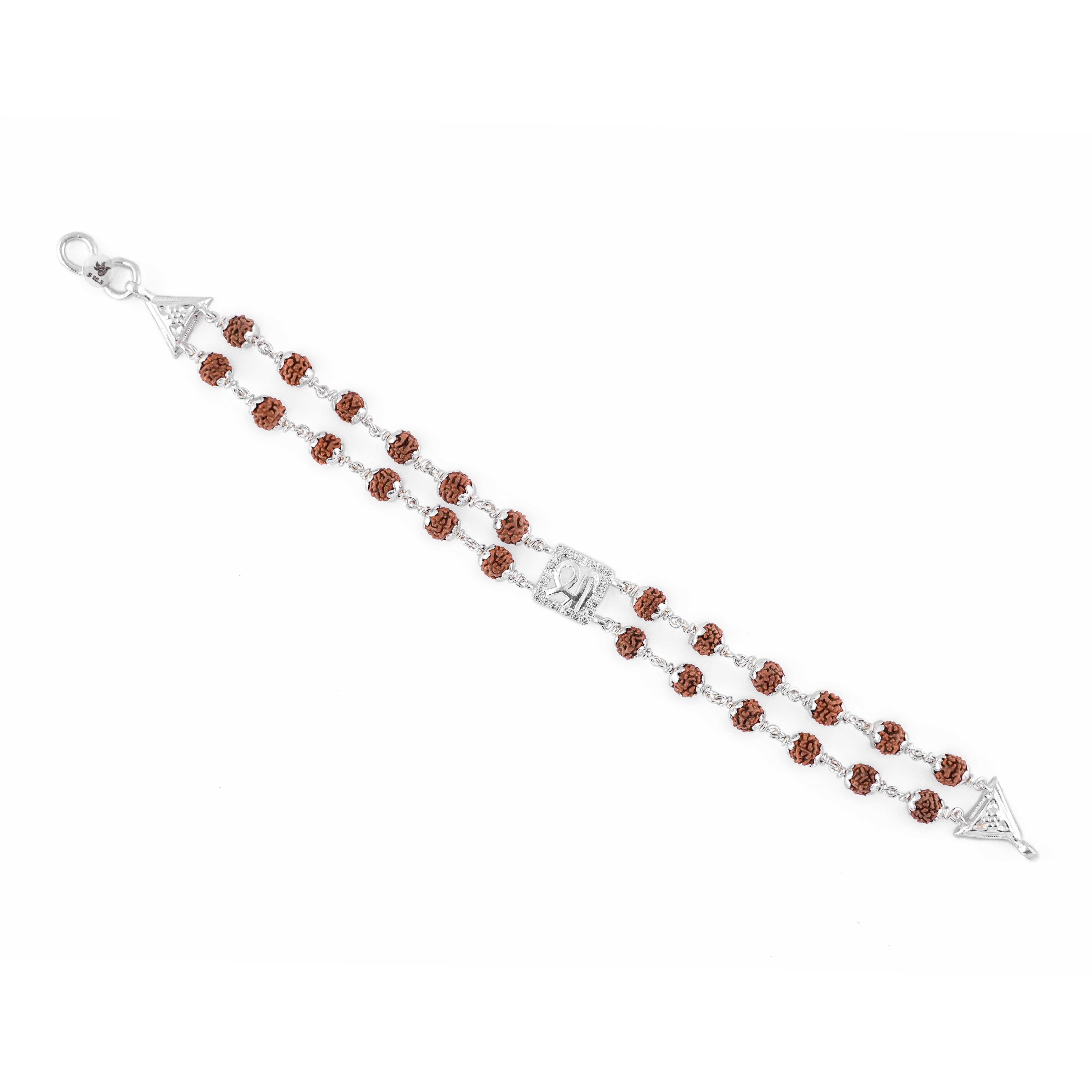 92.5 Silver Shree Double Line Rudraksha Bracelet