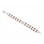 Rudraksha Silver BAPS Tilak Double Line Bracelet