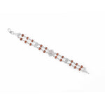 Classy Silver Rakhi with Rudraksha, Om Brooch, Double Line Bracelet