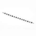Black Rudraksha Silver Textured Round Beads Bracelet