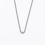 Black Beads Mangal Sutra with Beaded Silver Circular Pendant for Women