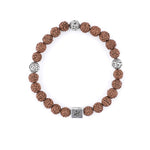 Rudraksha with Om Namah Shivay Silver Beads Bracelet