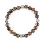 Tiger Eye Stone with Om Namah Shivay Silver Beads Bracelet