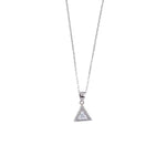 Silver Set Chain Triangular Pendant and Earrings with Stones for Women