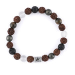 Rudraksha with Lava, Pyrite & Sphatik Beads Bracelet