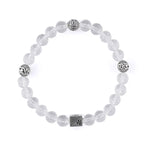 Sphatik Diamond Cut Beads with Om Namah Shivay Silver Beads Bracelet