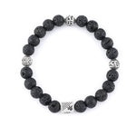 Lava Stone with Om Namah Shivay Silver Beads Bracelet