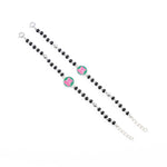 Black Beads Pink Ganesh Silver Nazariya for Kids