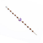 Rudraksha Silver Bracelet with Teddy and Moon Single Line for Kids