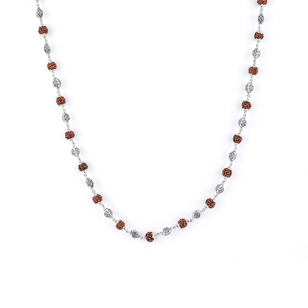 Rudraksha Silver Mala (Oval Beads)