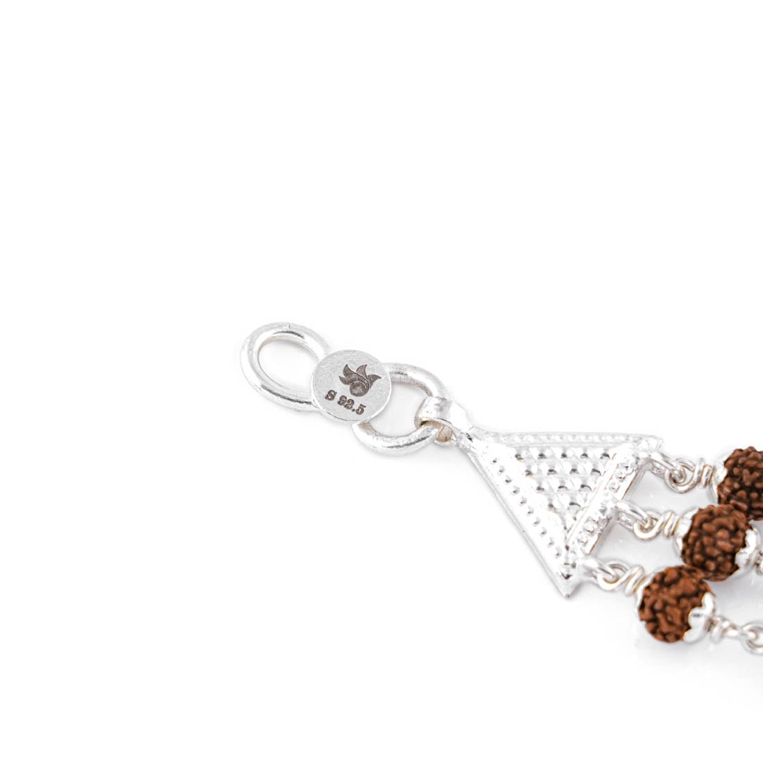 92.5 Silver Shree Red Triple Line Rudraksha Bracelet