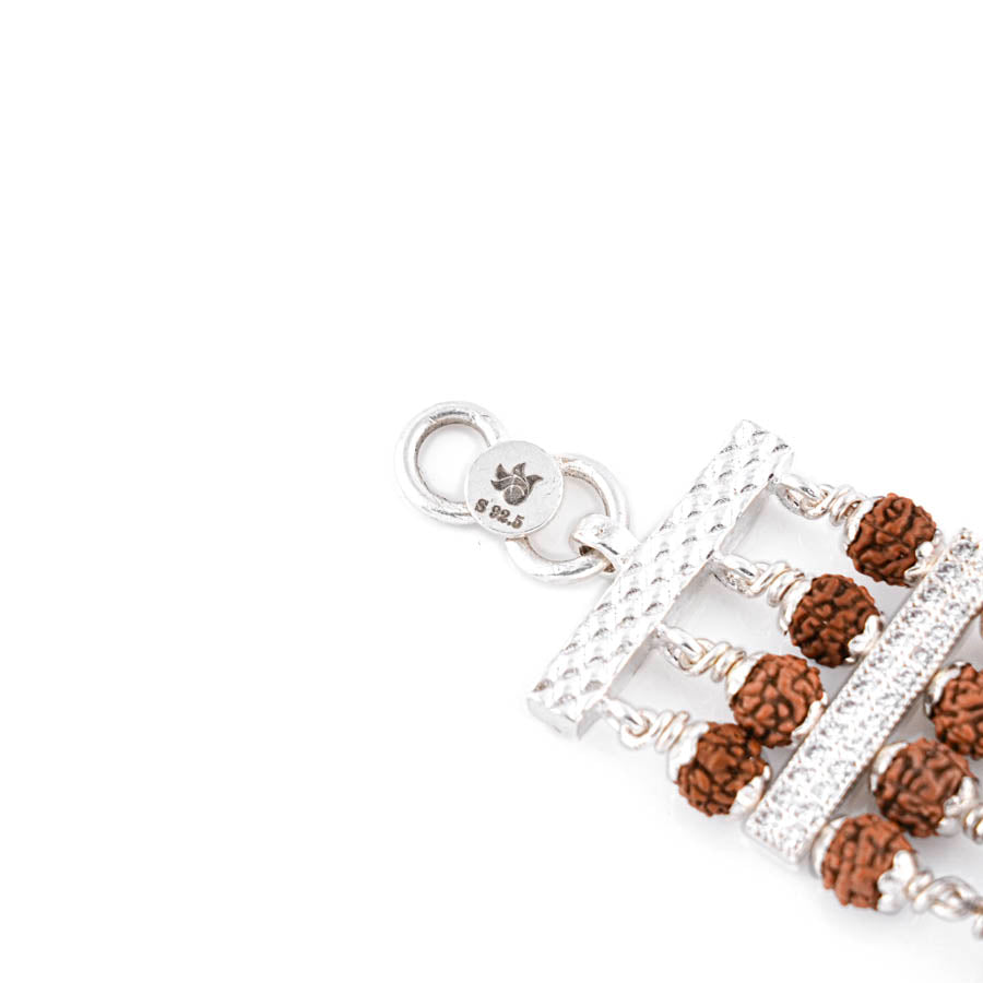 92.5 Silver Jay Thakar Four Line Rudraksha Bracelet