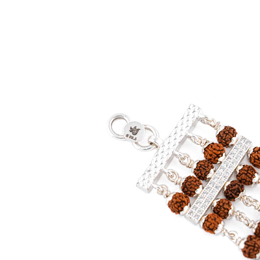 Five Line Jay Thakar Silver Rudraksha Bracelet