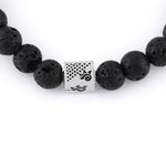 Lava Stone with Om Namah Shivay Silver Beads Bracelet