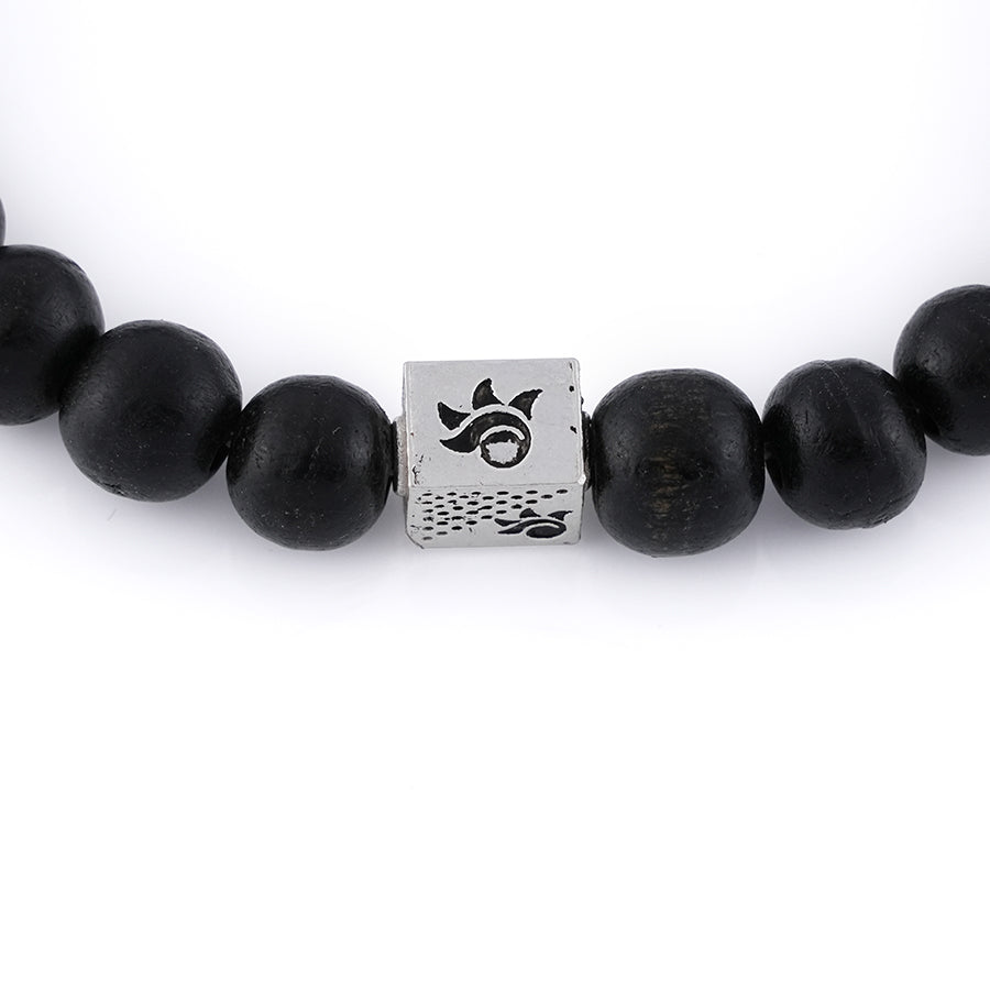 Ebony Karungali with Om Silver Beads Bracelet