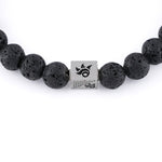 Lava Stone and Om Silver Beads Bracelet