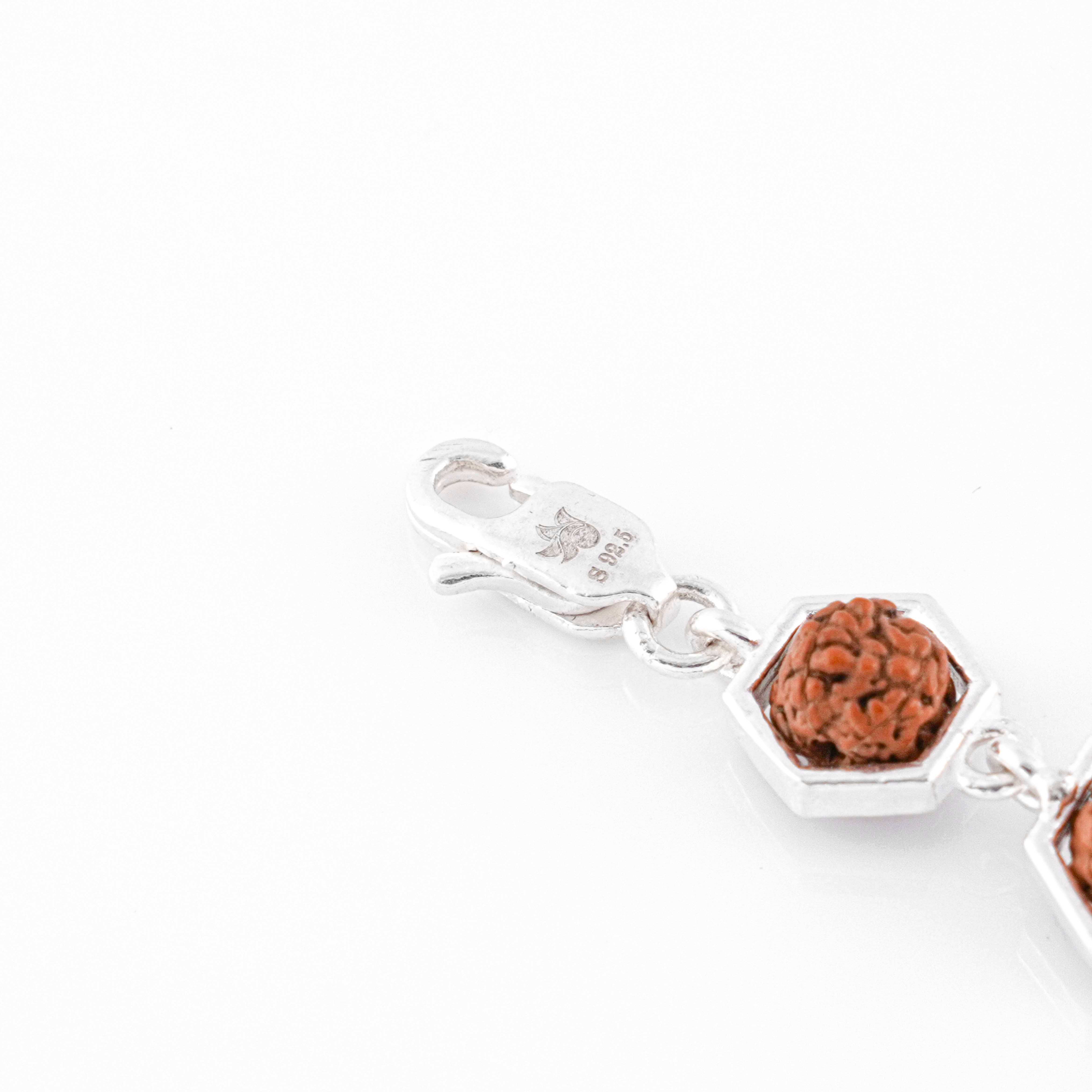 Original Rudraksha Silver Bracelet (Hexagon)