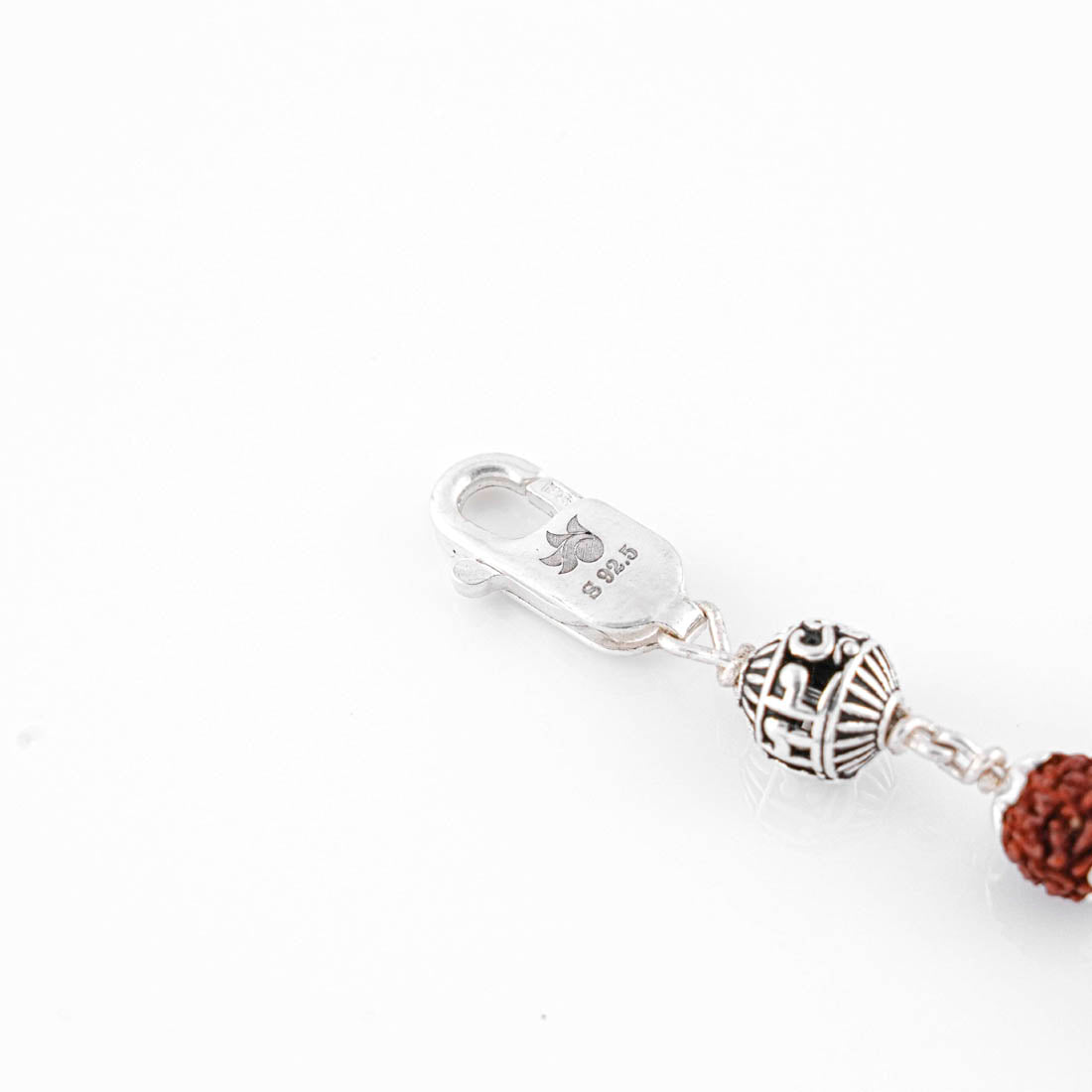 Rudraksha and Om Namah Shivay Silver Beads Bracelet