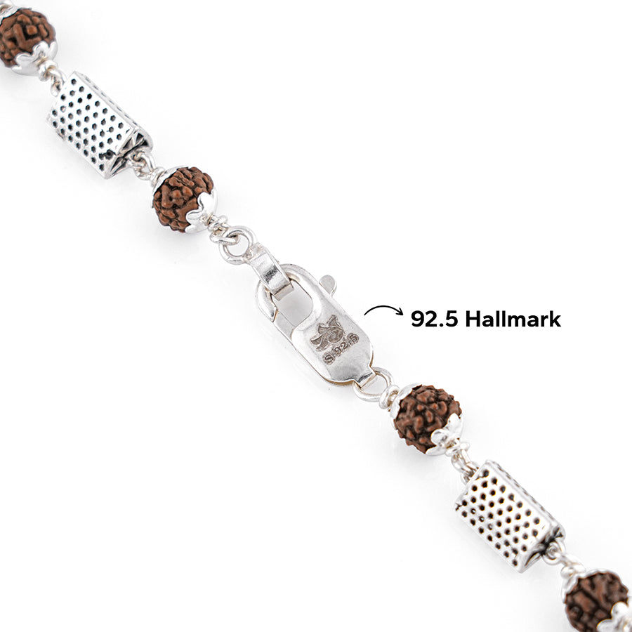 Rudraksha Silver Mala with Triangle Beads